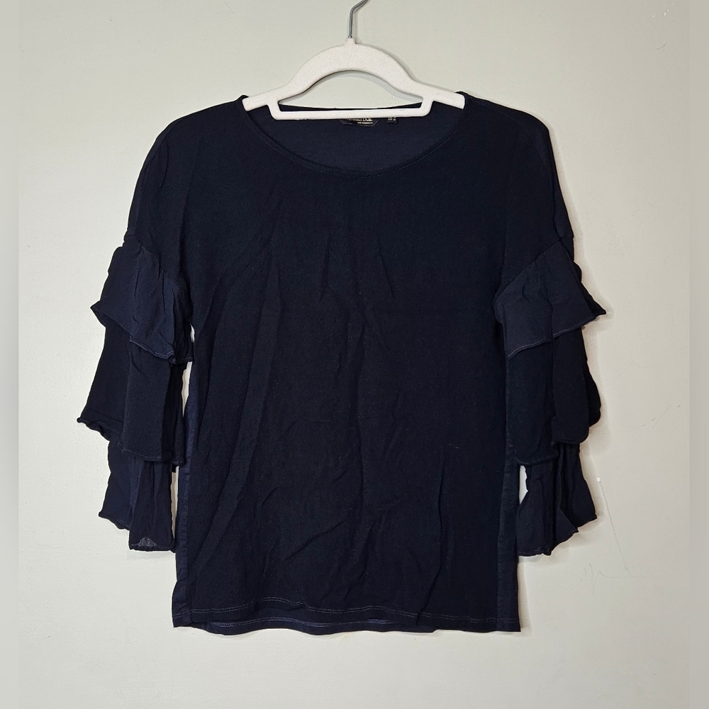 💜Massimo Dutti Women's Top S Black‎ Or dark Blue Cotton with Viscose, Other💛💐